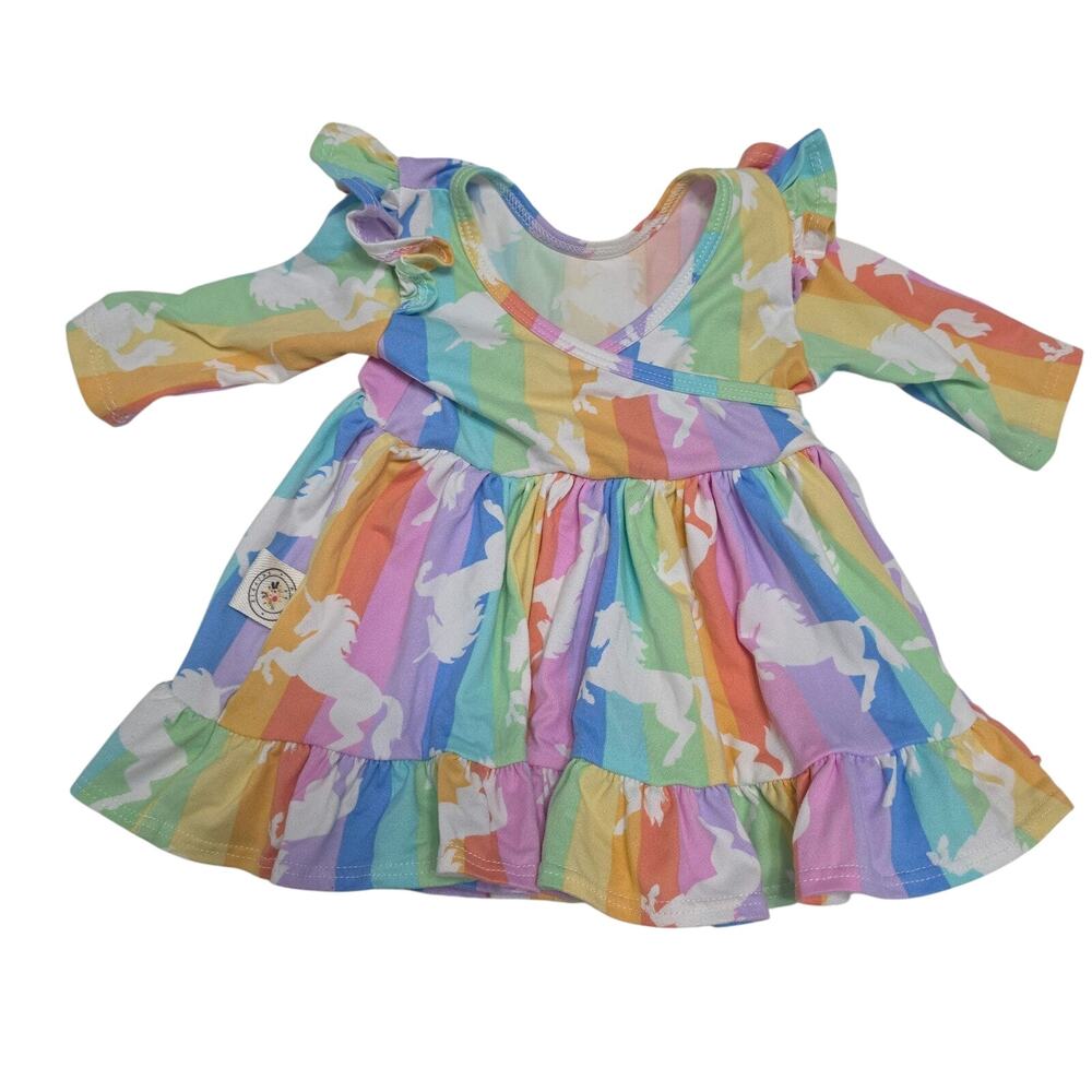 Hippie Skippie Unicorn Rainbow Dress Baby Girl 6M Boutique Pride Month Twirl